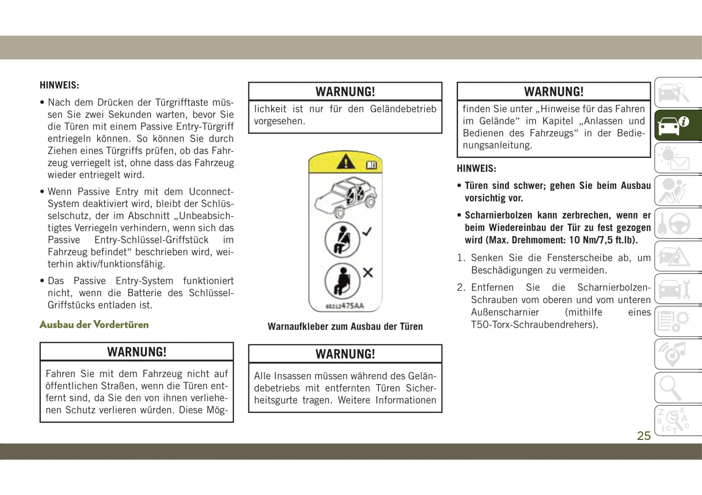 2018-2019 Jeep Wrangler Owner's Manual | German