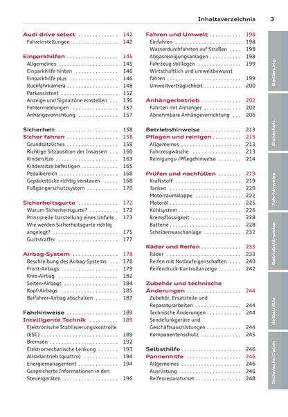 2013-2016 Audi A3/S3/A3 Sportback/A3 Sportback g-tron/S3 Sportback/A3 Limousine/S3 Limousine Owner's Manual | German