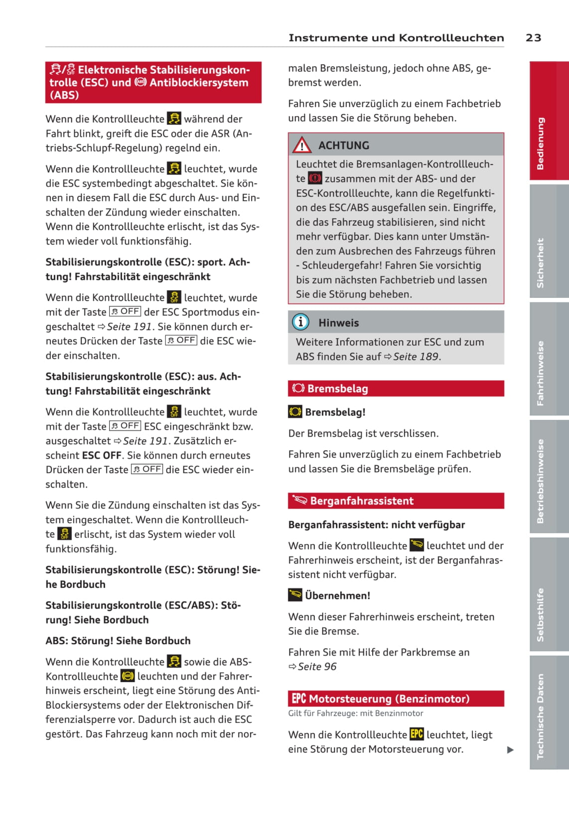 2013-2016 Audi A3/S3/A3 Sportback/A3 Sportback g-tron/S3 Sportback/A3 Limousine/S3 Limousine Owner's Manual | German