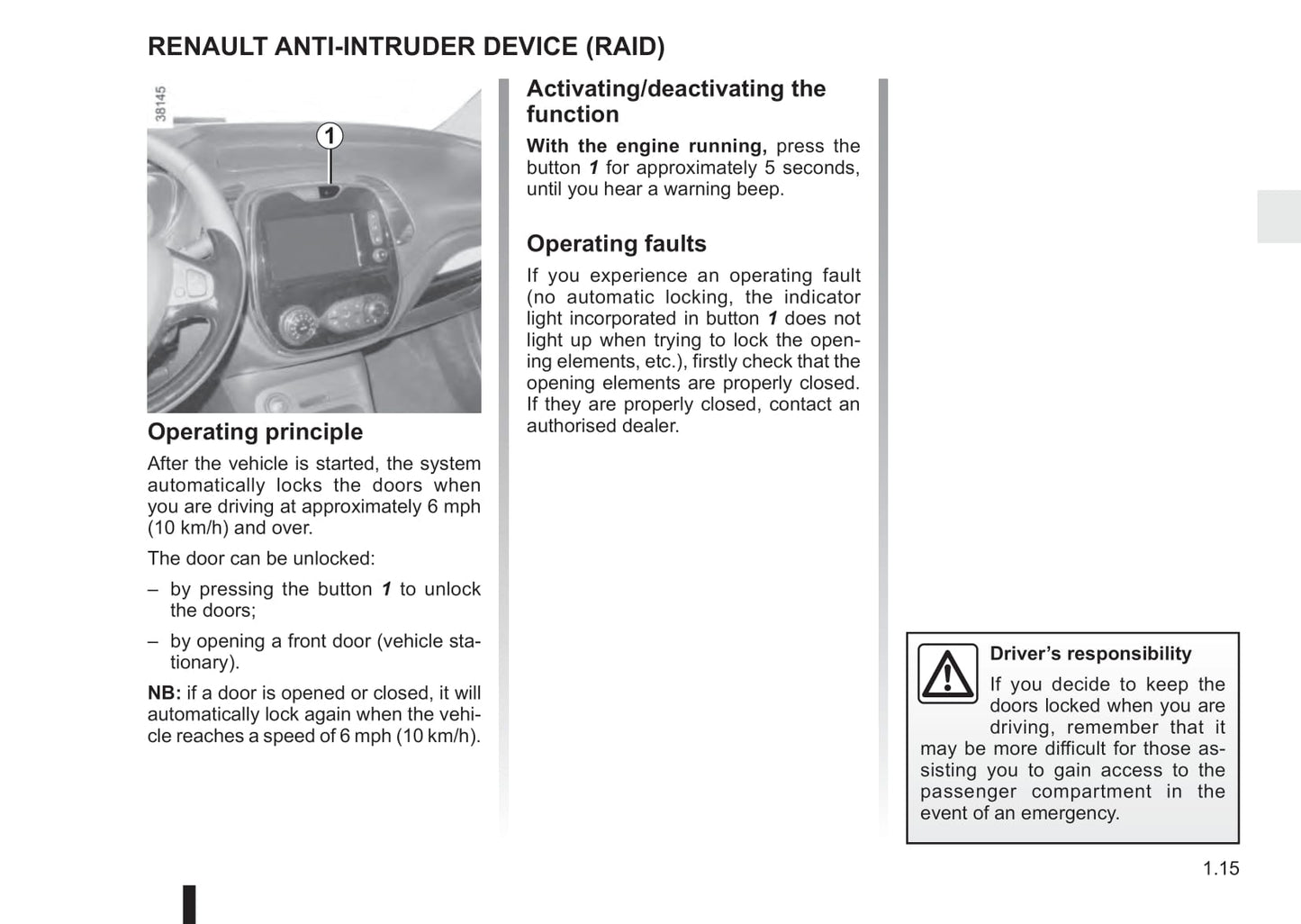 2015-2016 Renault Captur Owner's Manual | English