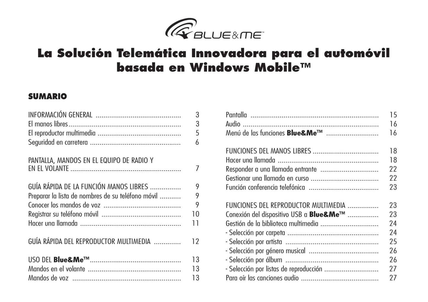 Alfa Romeo Blue&Me Instrucciones 2008 - 2011