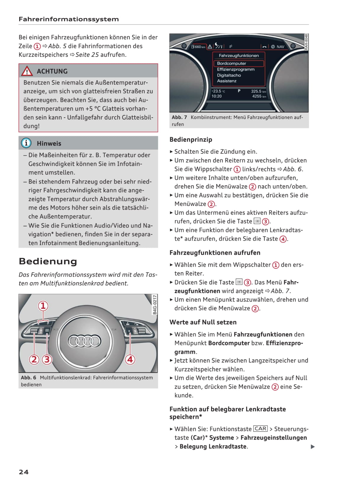 2014-2018 Audi A6 Avant/A6 Limousine/A6 allroad quattro/RS 6 Avant/S6 Avant/S6 Limousine Owner's Manual | German