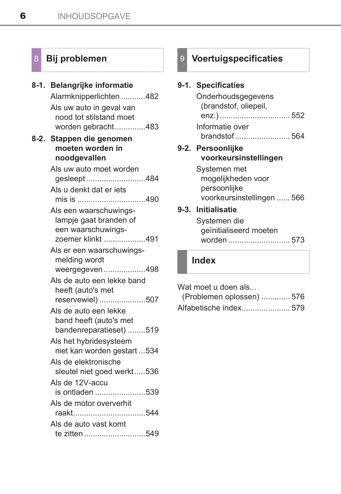 2018-2019 Toyota Auris Hybrid Owner's Manual | Dutch