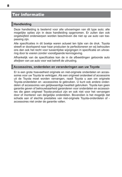 2018-2019 Toyota Auris Hybrid Owner's Manual | Dutch