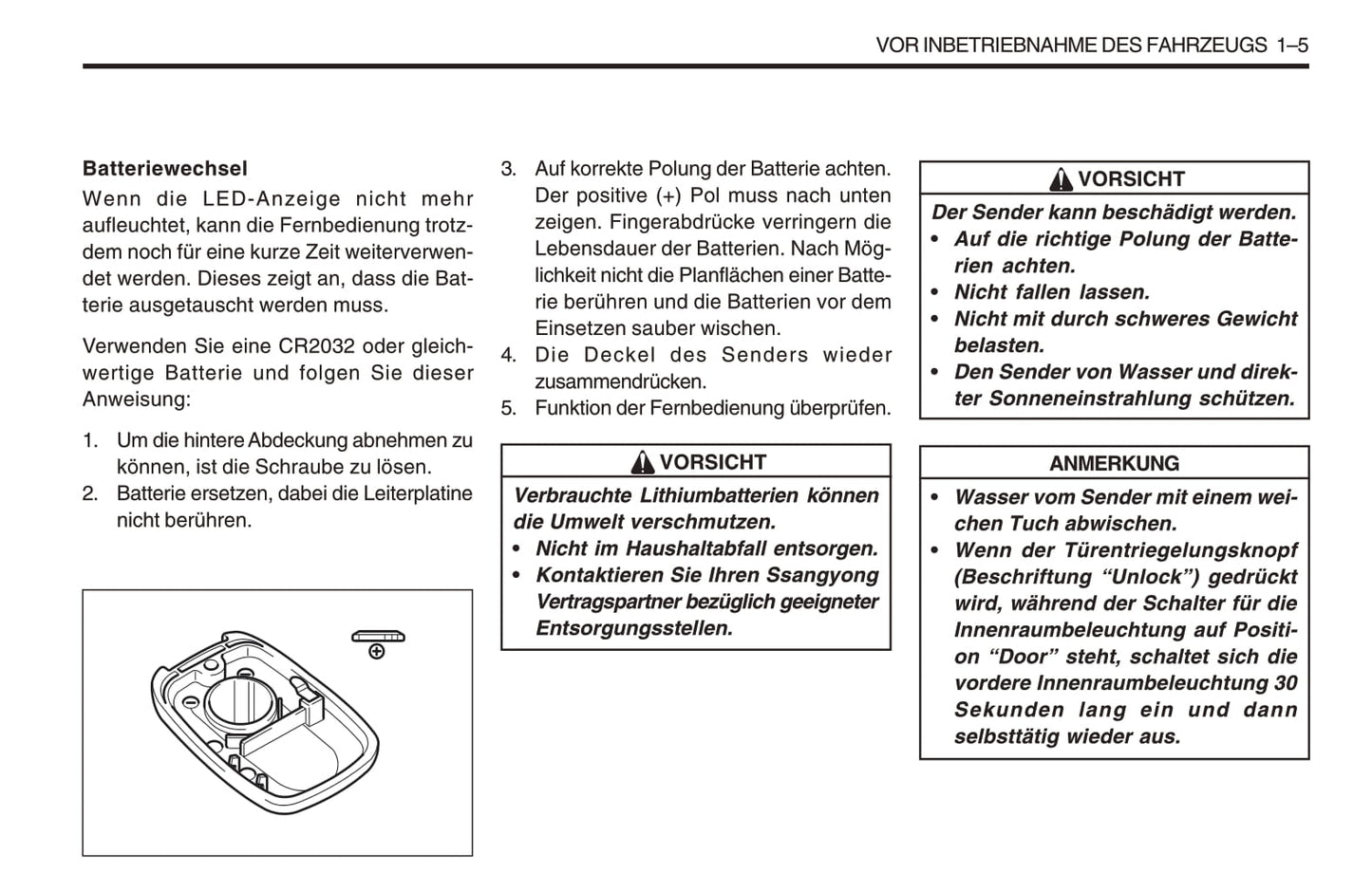 1998-2005 SsangYong Musso Bedienungsanleitung | Deutsch