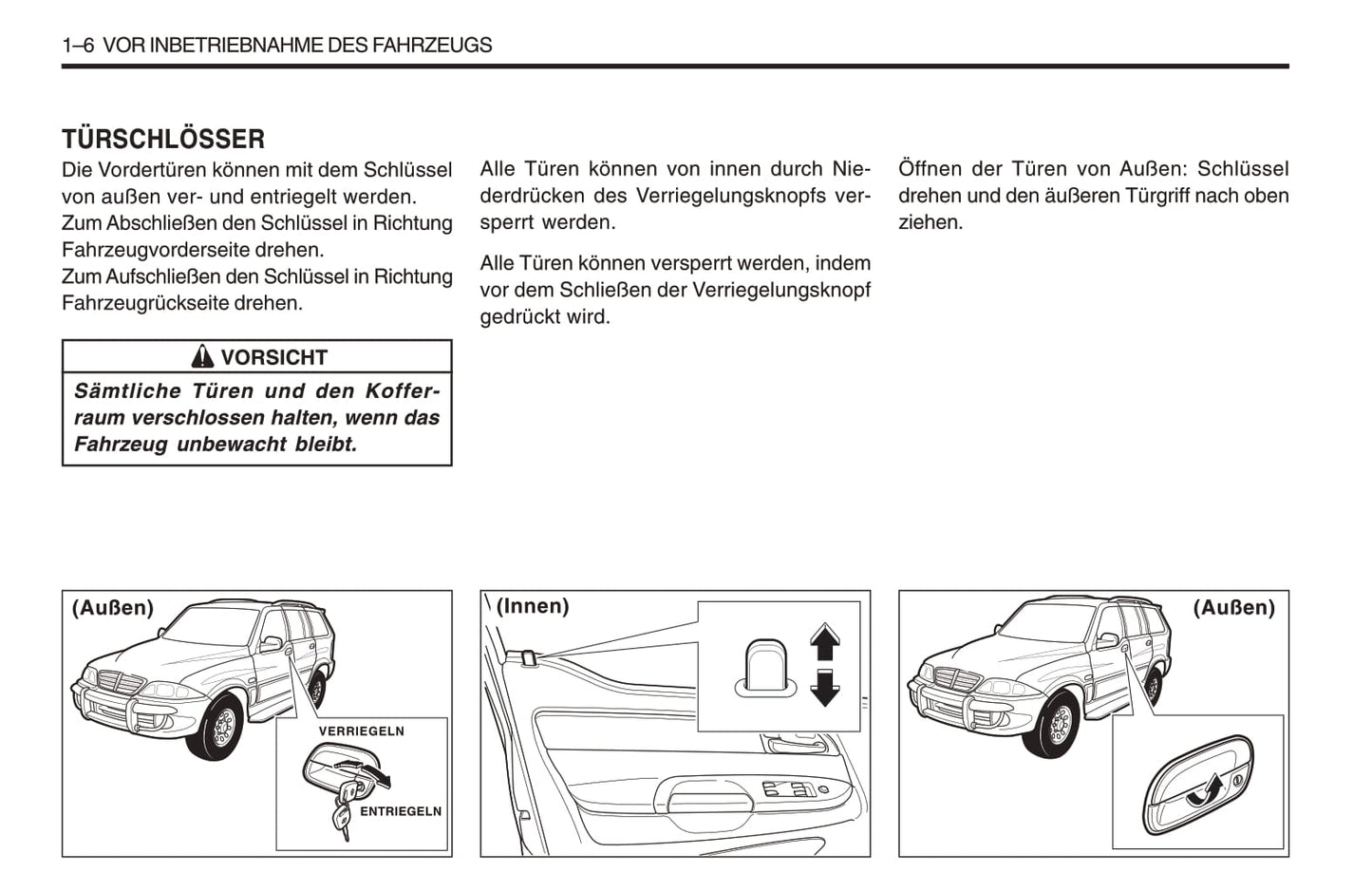 1998-2005 SsangYong Musso Bedienungsanleitung | Deutsch