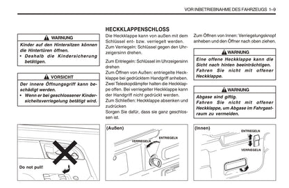 1998-2005 SsangYong Musso Bedienungsanleitung | Deutsch