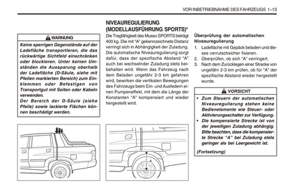 1998-2005 SsangYong Musso Bedienungsanleitung | Deutsch