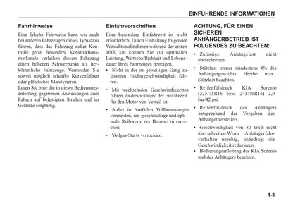 2005-2006 Kia Sorento Owner's Manual | German