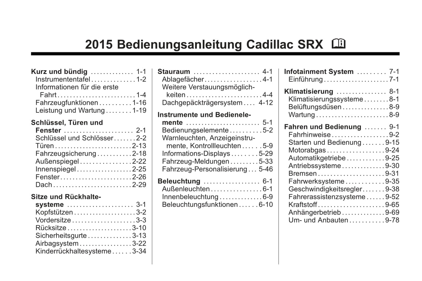 2015-2017 Cadillac SRX Manuel du propriétaire | Allemand