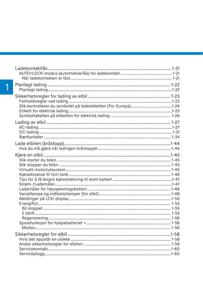 2021-2022 Hyundai Kona Electric Bedienungsanleitung | Norsk