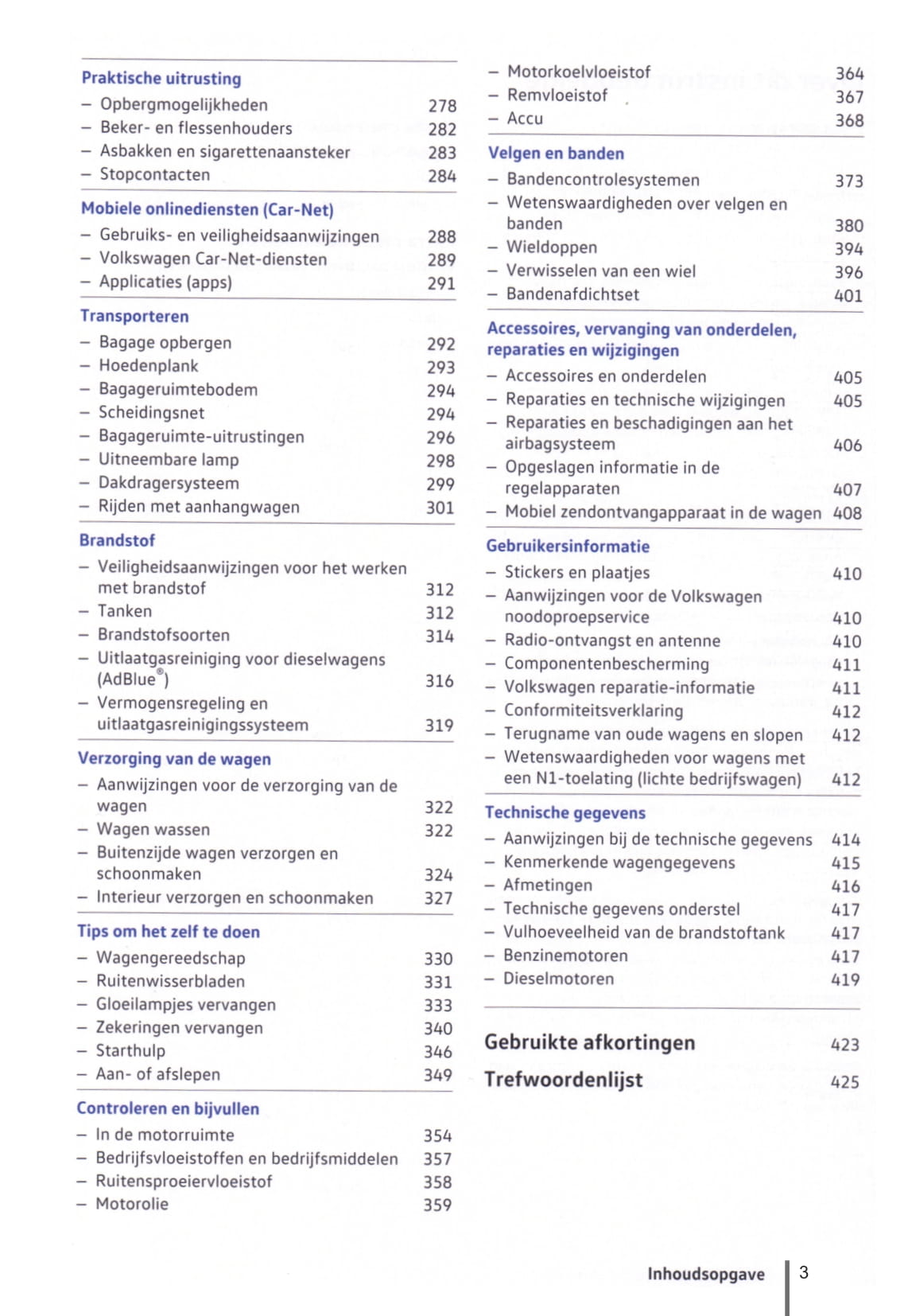 2016-2020 Volkswagen Tiguan Owner's Manual | Dutch