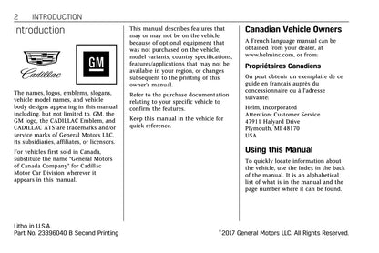 2015-2019 Cadillac ATS/ATS-V Owner's Manual | English