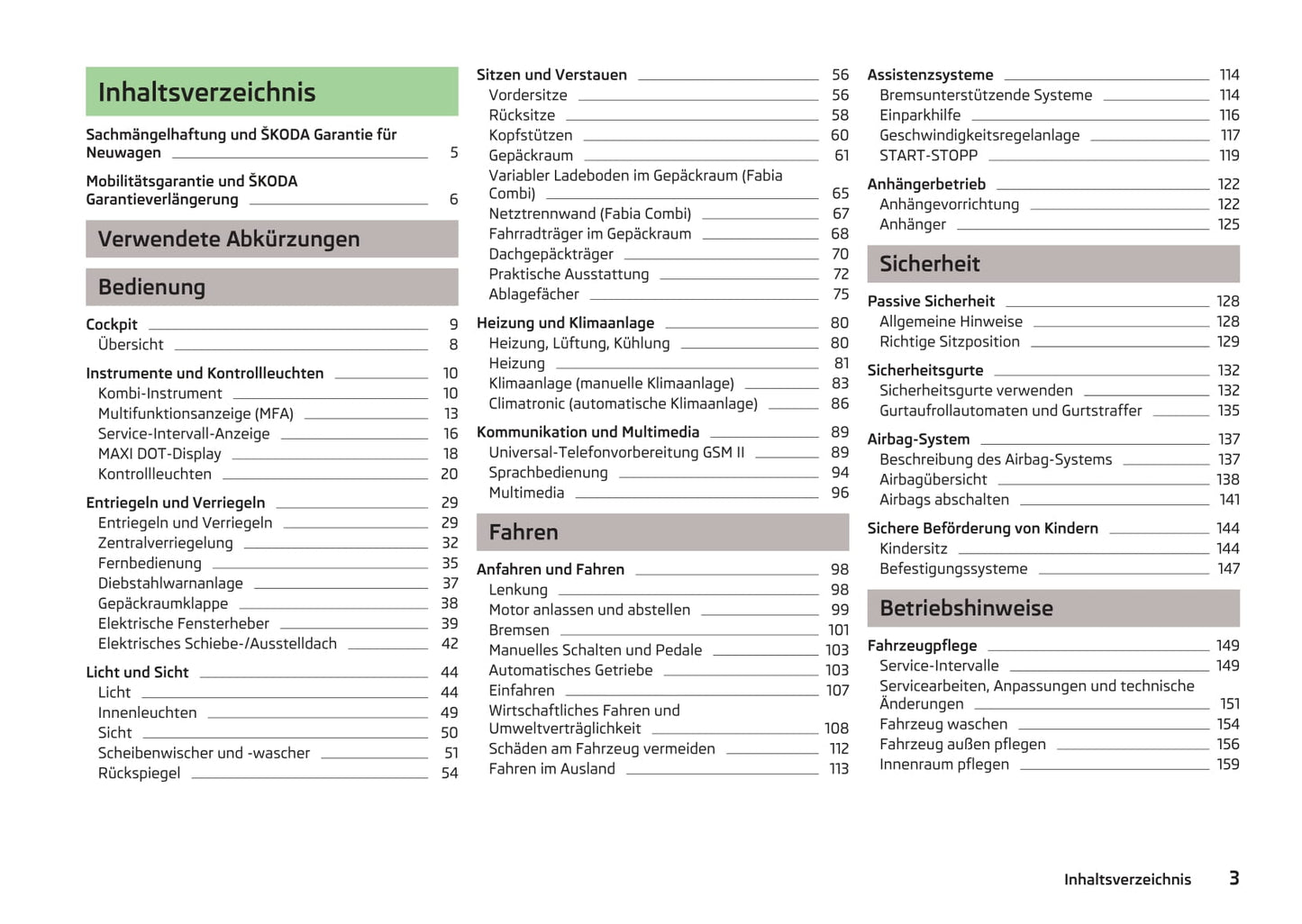 2013-2014 Skoda Fabia Owner's Manual | German