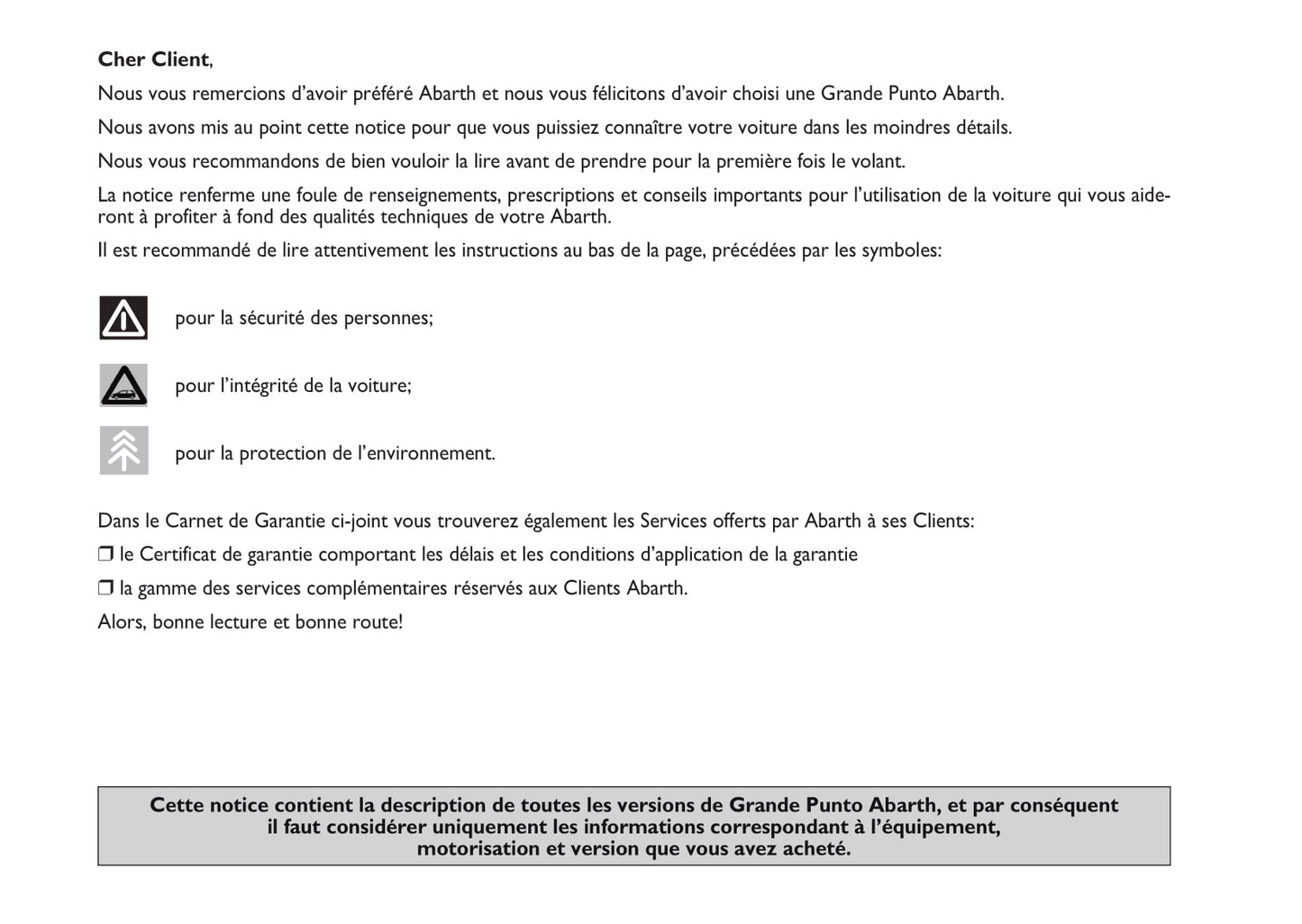 2008-2010 Abarth Grande Punto Manuel du propriétaire | Français