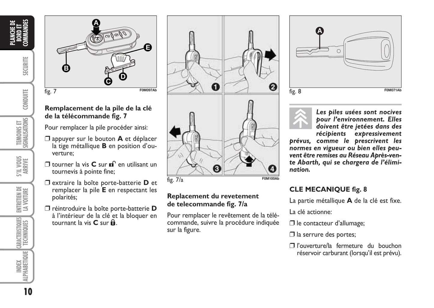 2008-2010 Abarth Grande Punto Manuel du propriétaire | Français