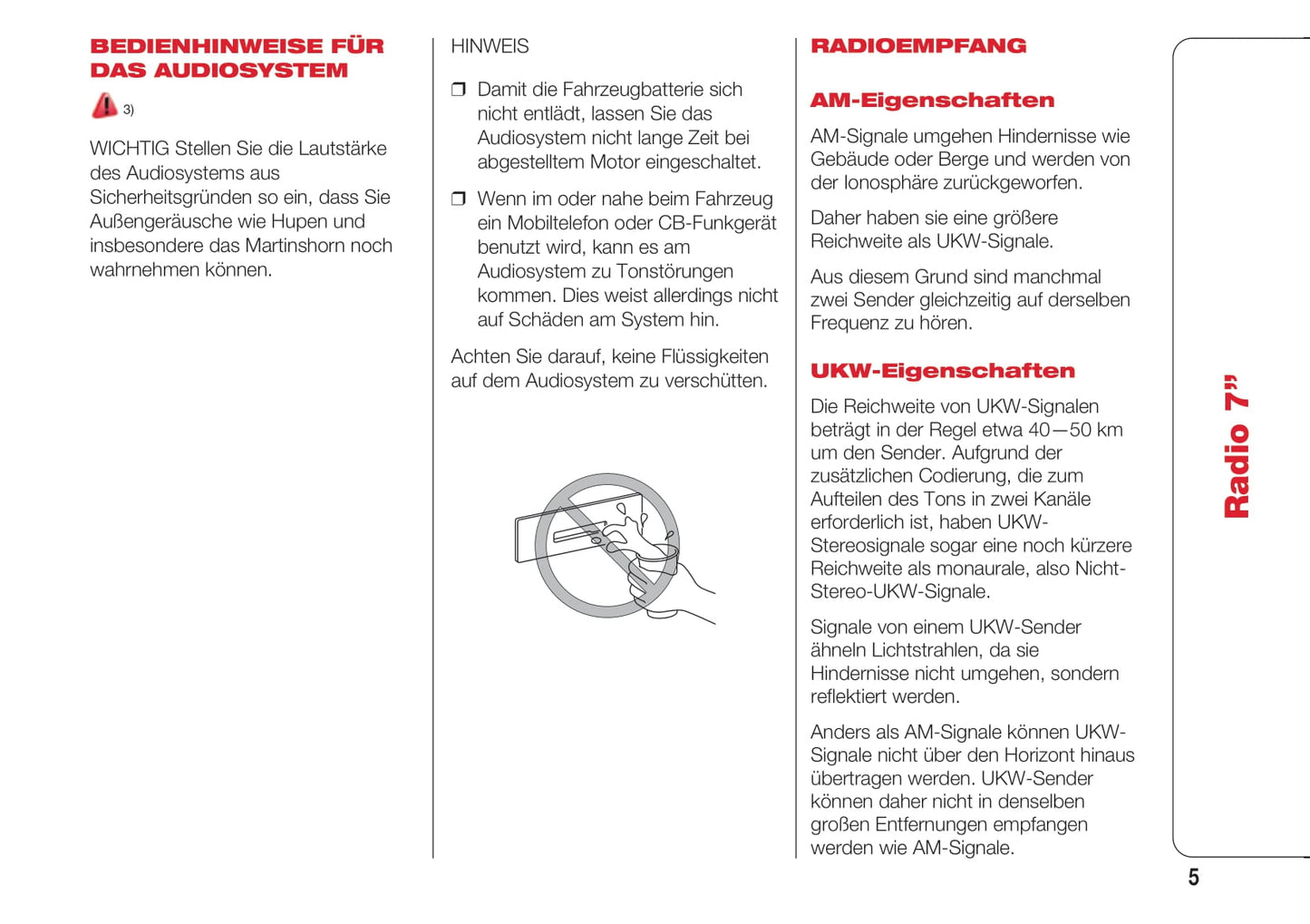 Abarth 124 Spider Radio 7.0 Bedienungsanleitung 2016 - 2018