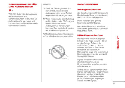 Abarth 124 Spider Radio 7.0 Bedienungsanleitung 2016 - 2018