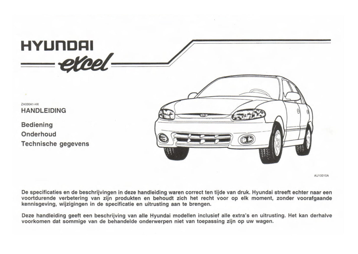 1999-2000 Hyundai Excel Bedienungsanleitung | Niederländisch