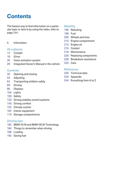 2015 BMW X5 M/X6 M Owner's Manual | English