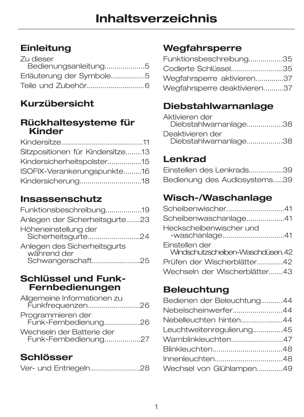 2002-2007 Ford Tourneo Connect / Transit Connect Bedienungsanleitung | Deutsch