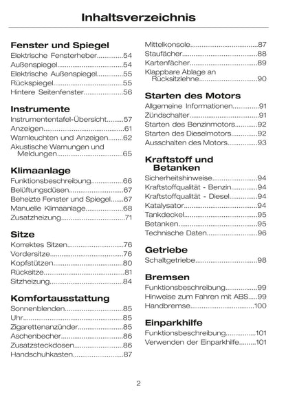 2002-2007 Ford Tourneo Connect / Transit Connect Bedienungsanleitung | Deutsch