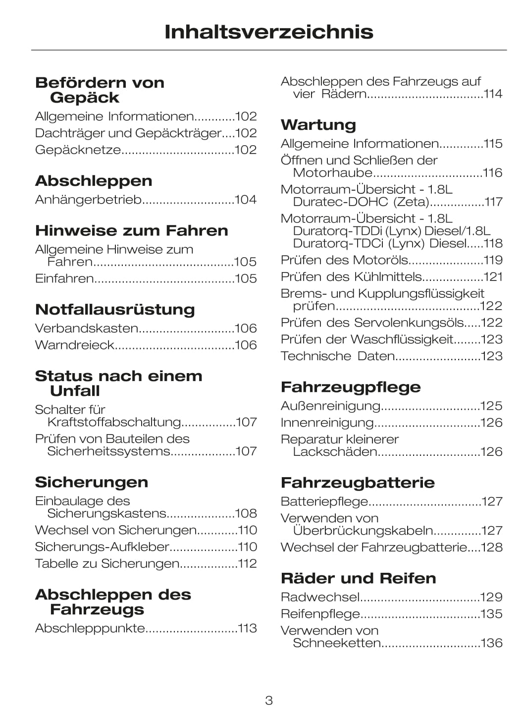 2002-2007 Ford Tourneo Connect / Transit Connect Bedienungsanleitung | Deutsch