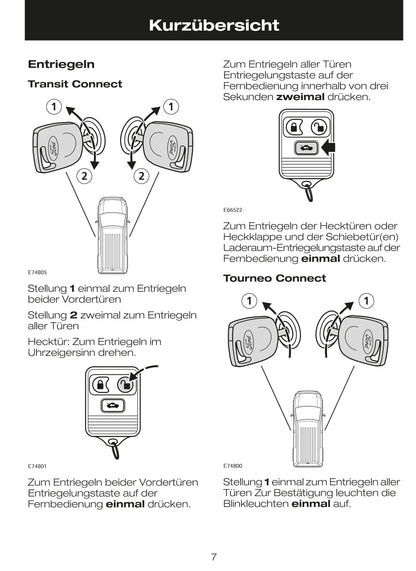 2002-2007 Ford Tourneo Connect / Transit Connect Bedienungsanleitung | Deutsch