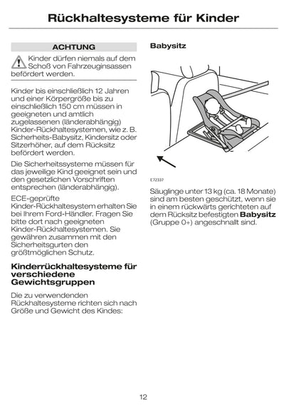 2002-2007 Ford Tourneo Connect / Transit Connect Bedienungsanleitung | Deutsch