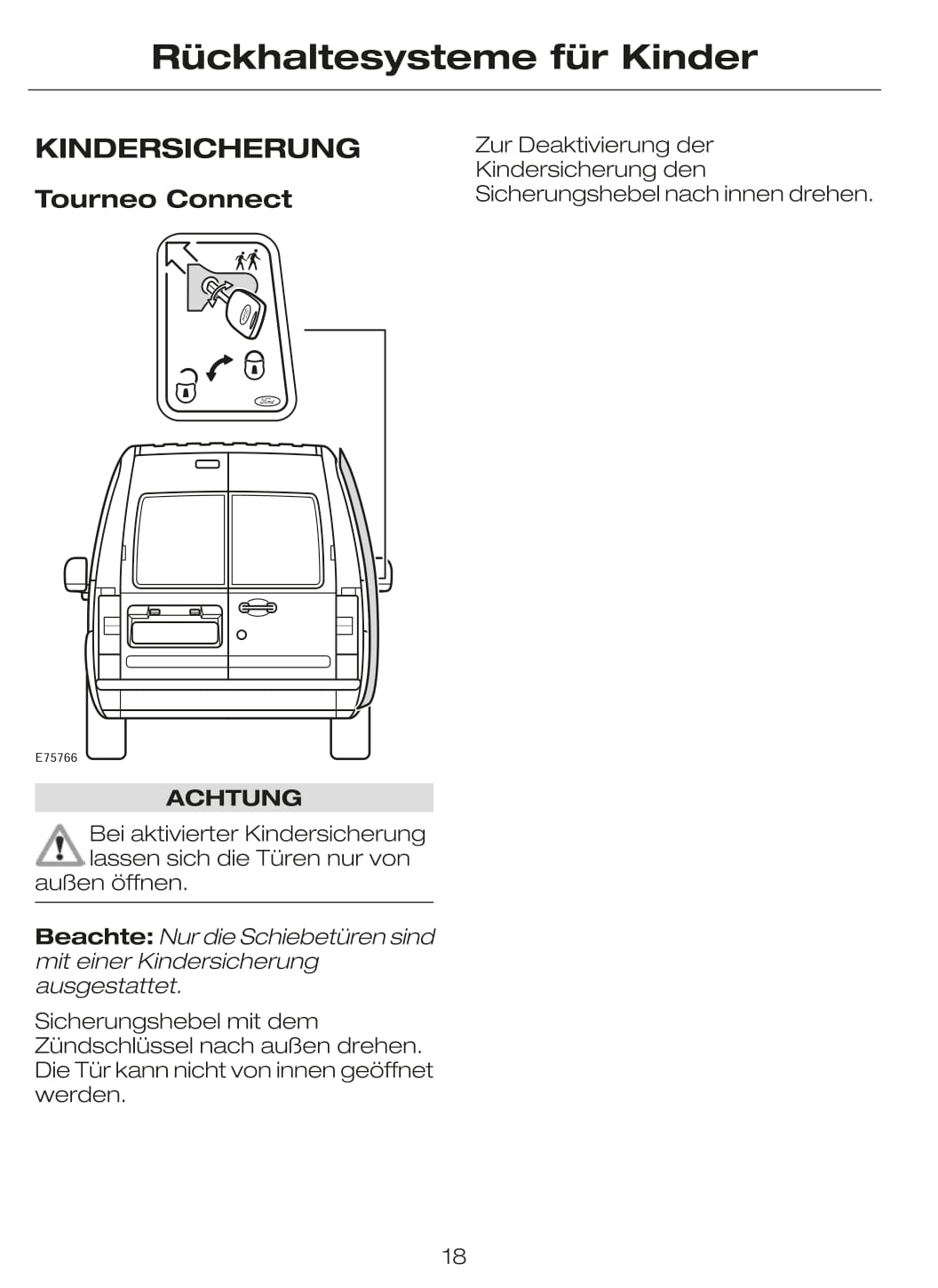 2002-2007 Ford Tourneo Connect / Transit Connect Bedienungsanleitung | Deutsch