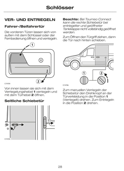 2002-2007 Ford Tourneo Connect / Transit Connect Bedienungsanleitung | Deutsch