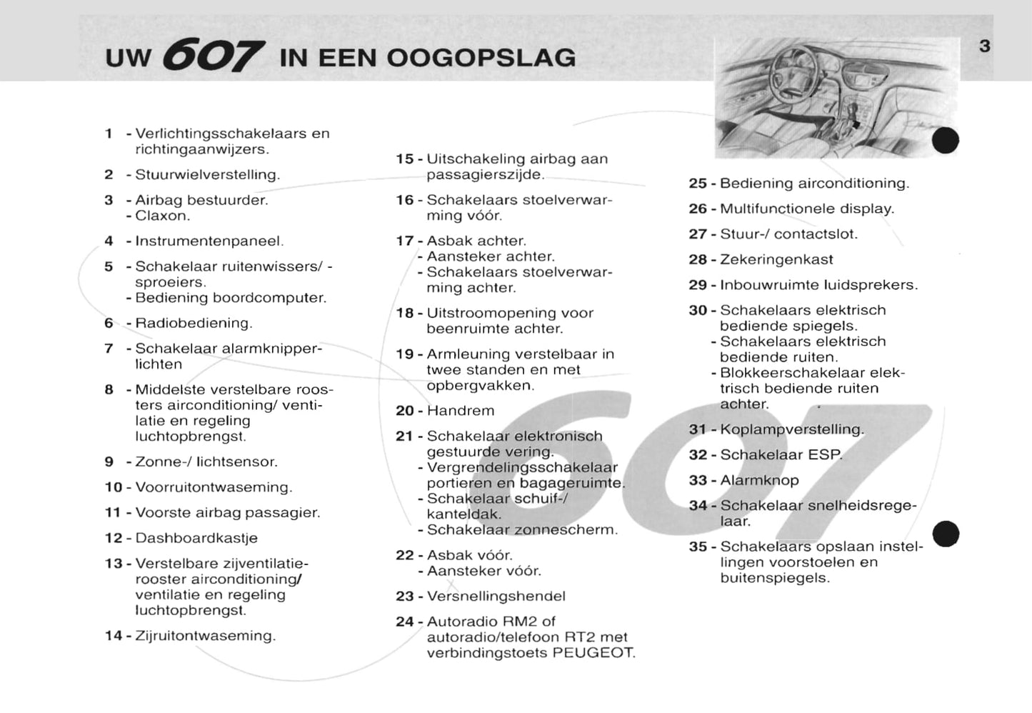 2000-2001 Peugeot 607 Gebruikershandleiding | Nederlands