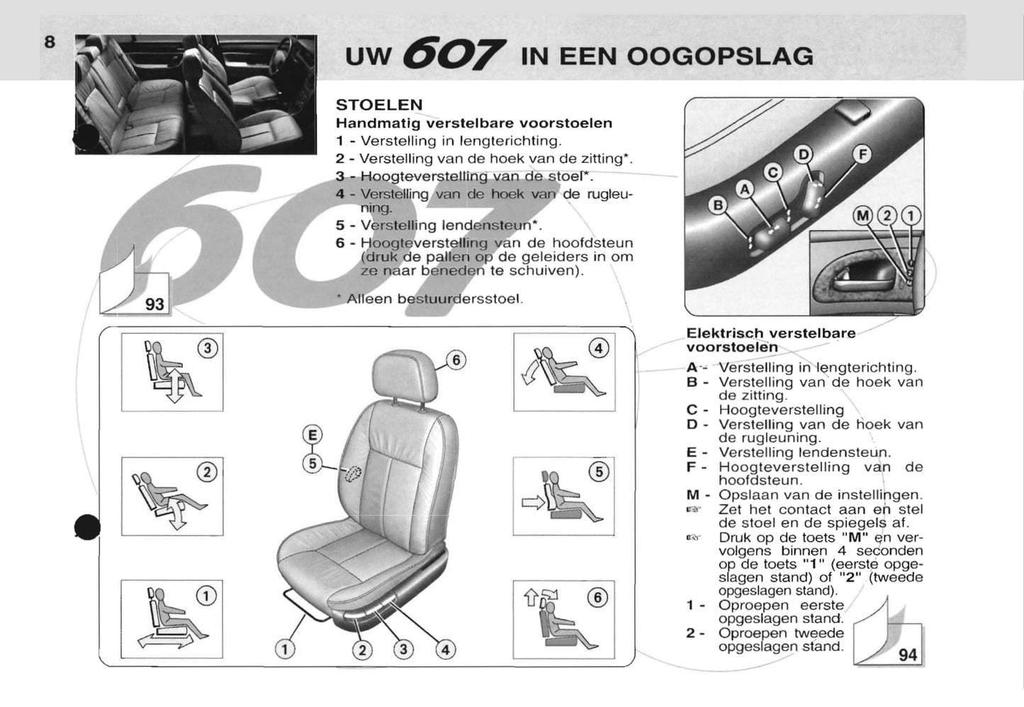 2000-2001 Peugeot 607 Gebruikershandleiding | Nederlands