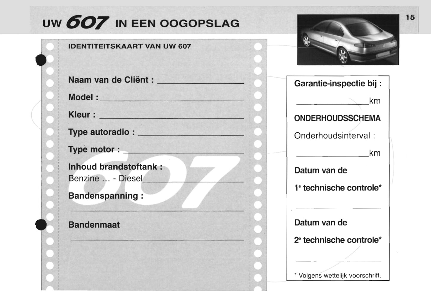 2000-2001 Peugeot 607 Gebruikershandleiding | Nederlands