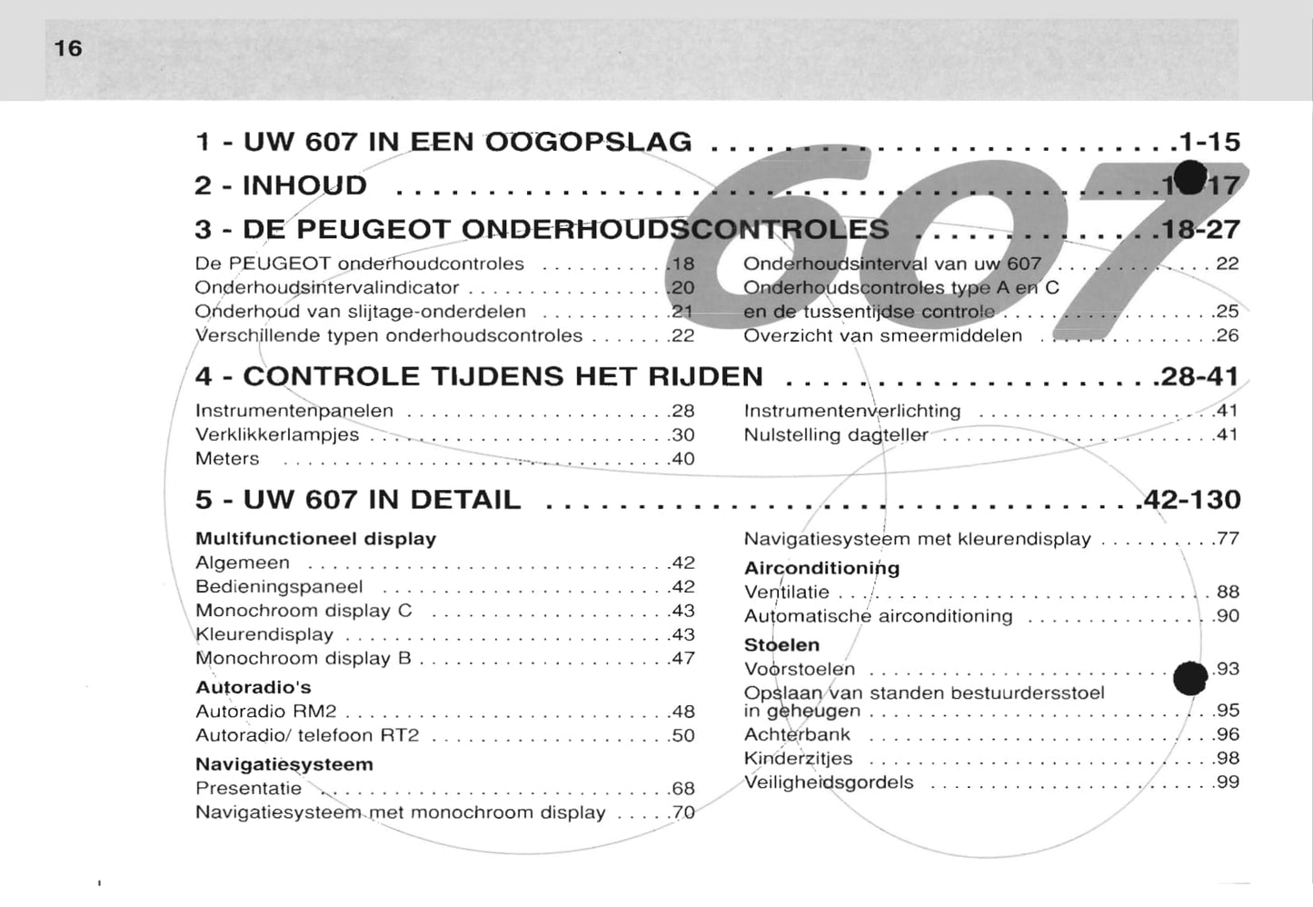 2000-2001 Peugeot 607 Gebruikershandleiding | Nederlands