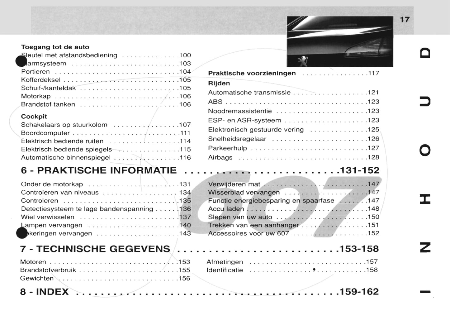 2000-2001 Peugeot 607 Gebruikershandleiding | Nederlands