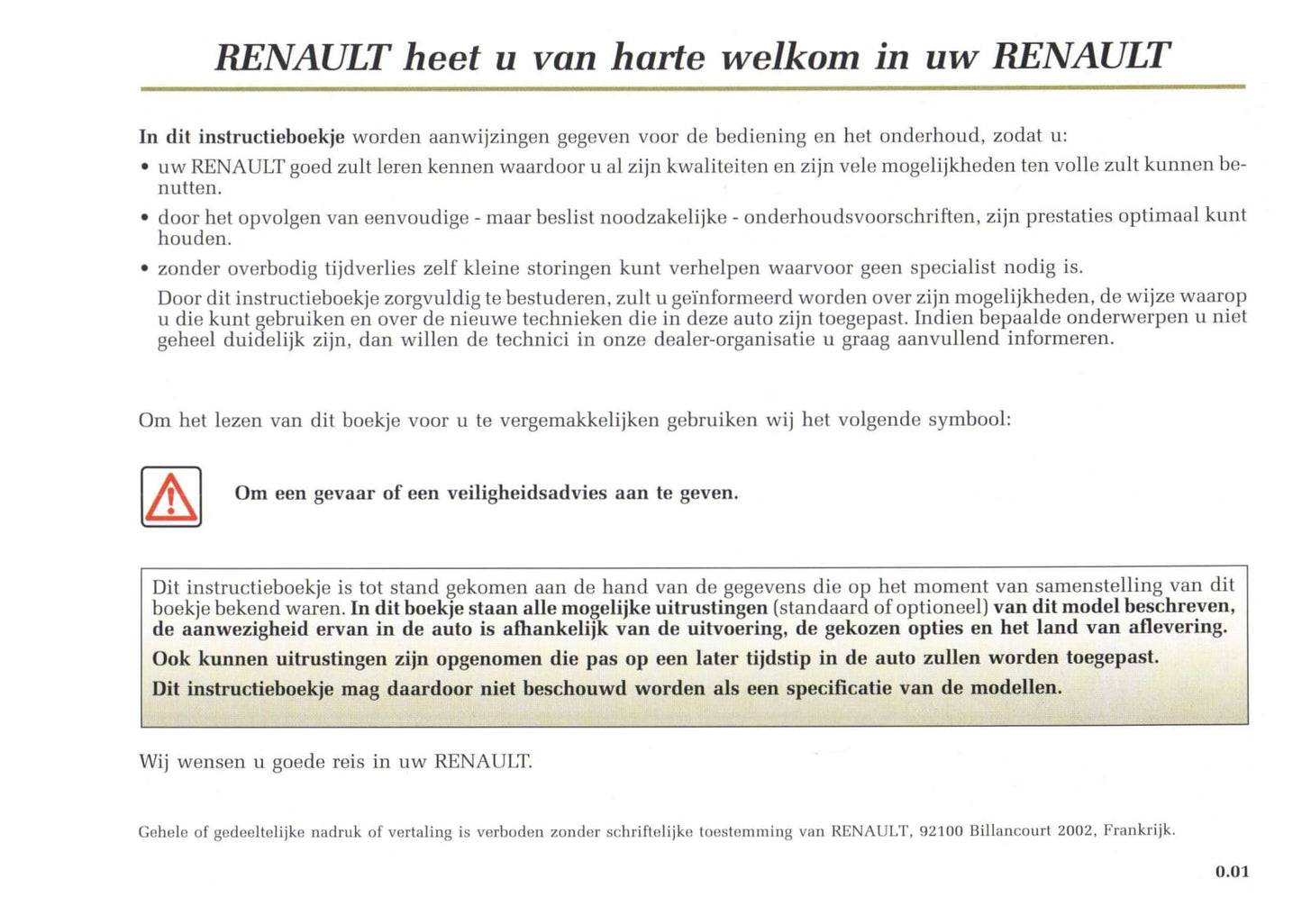 2002-2003 Renault Avantime Owner's Manual | Dutch