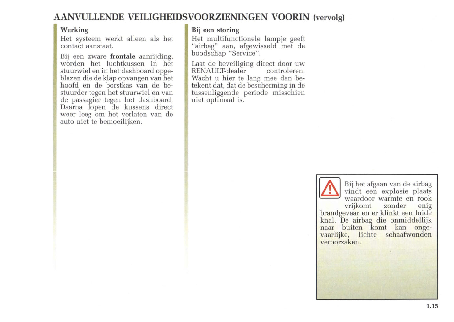 2002-2003 Renault Avantime Owner's Manual | Dutch