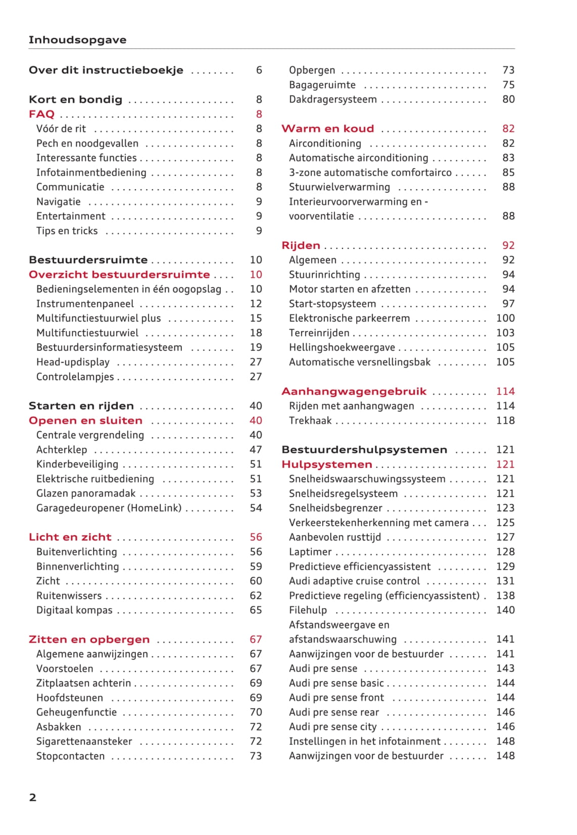 2017 Audi Q5 Owner's Manual | Dutch