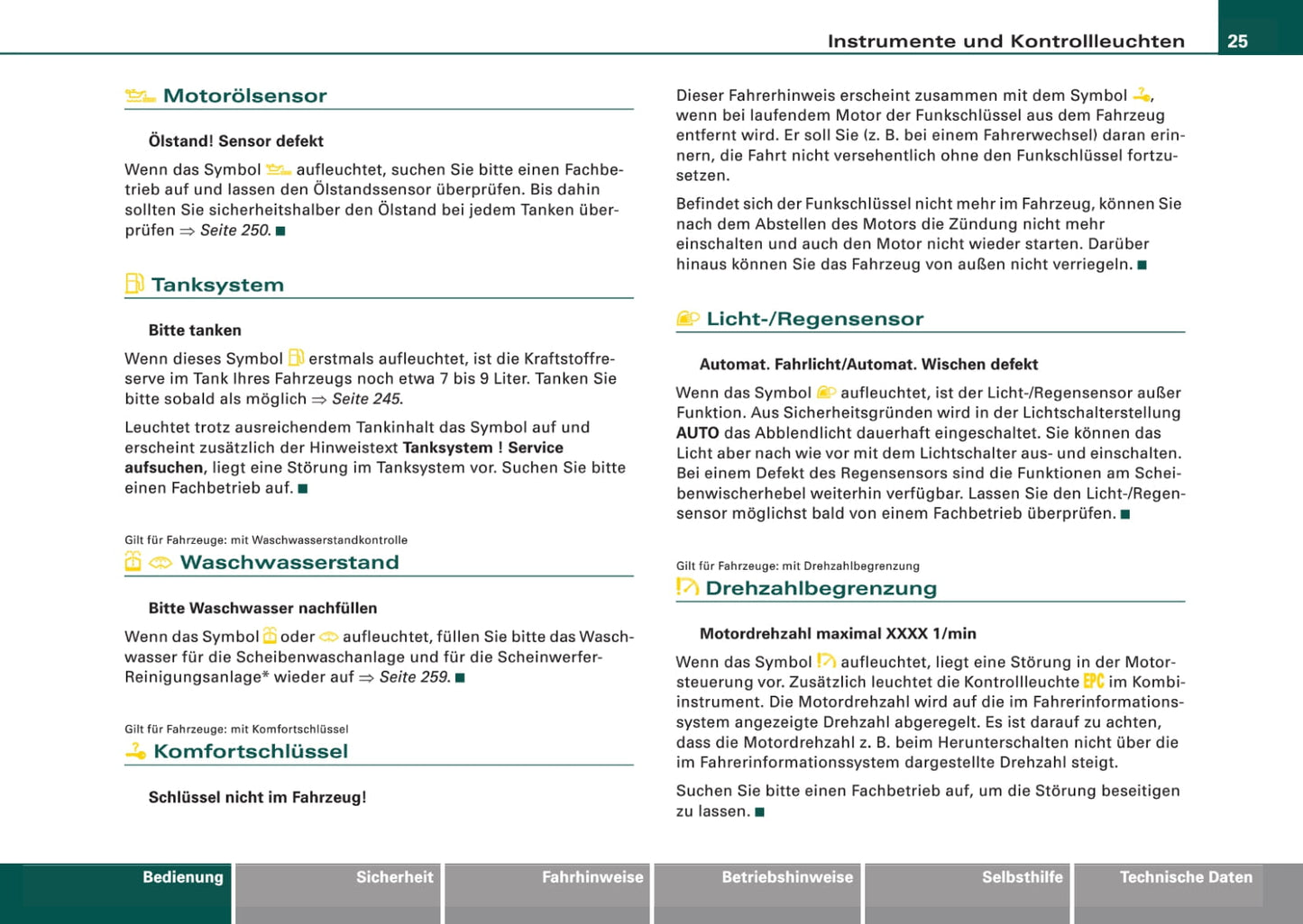 2008-2011 Audi A6 Owner's Manual | German