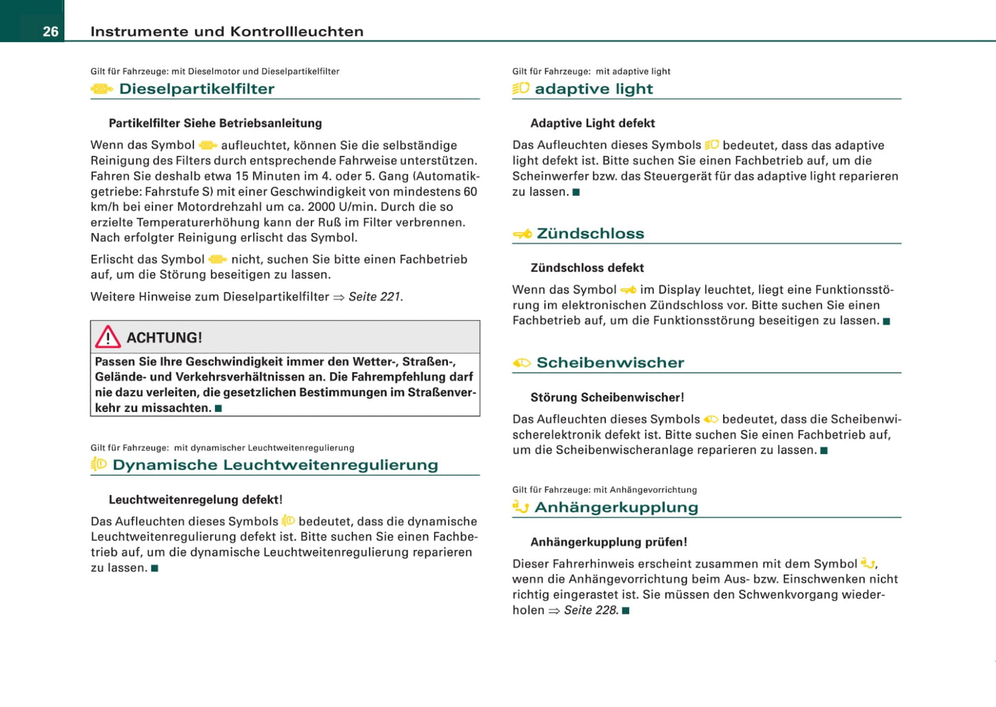 2008-2011 Audi A6 Owner's Manual | German