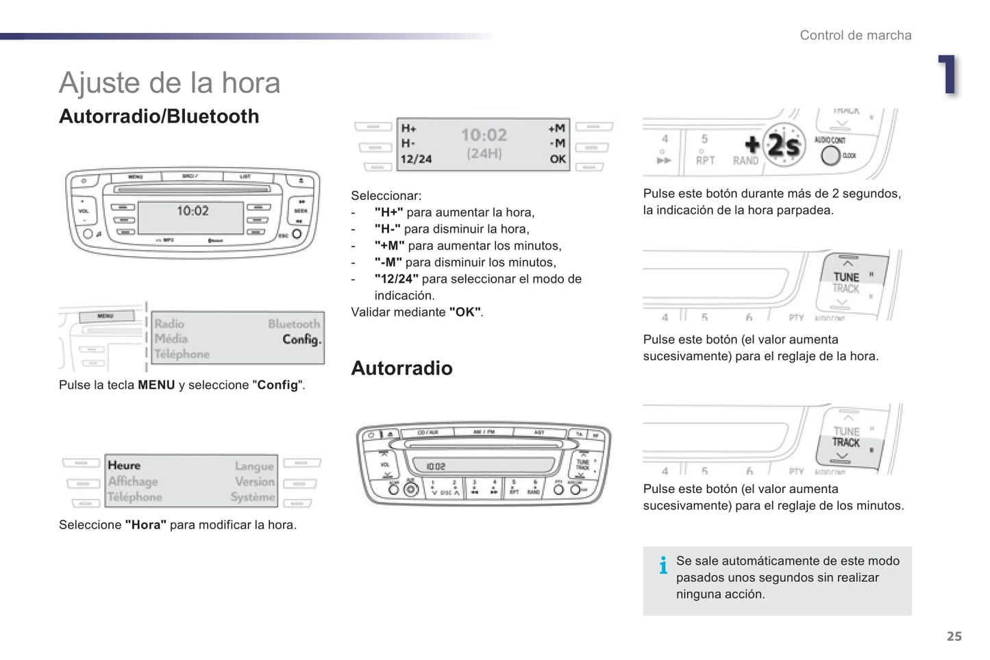 2012-2014 Peugeot 107 Bedienungsanleitung | Spanisch