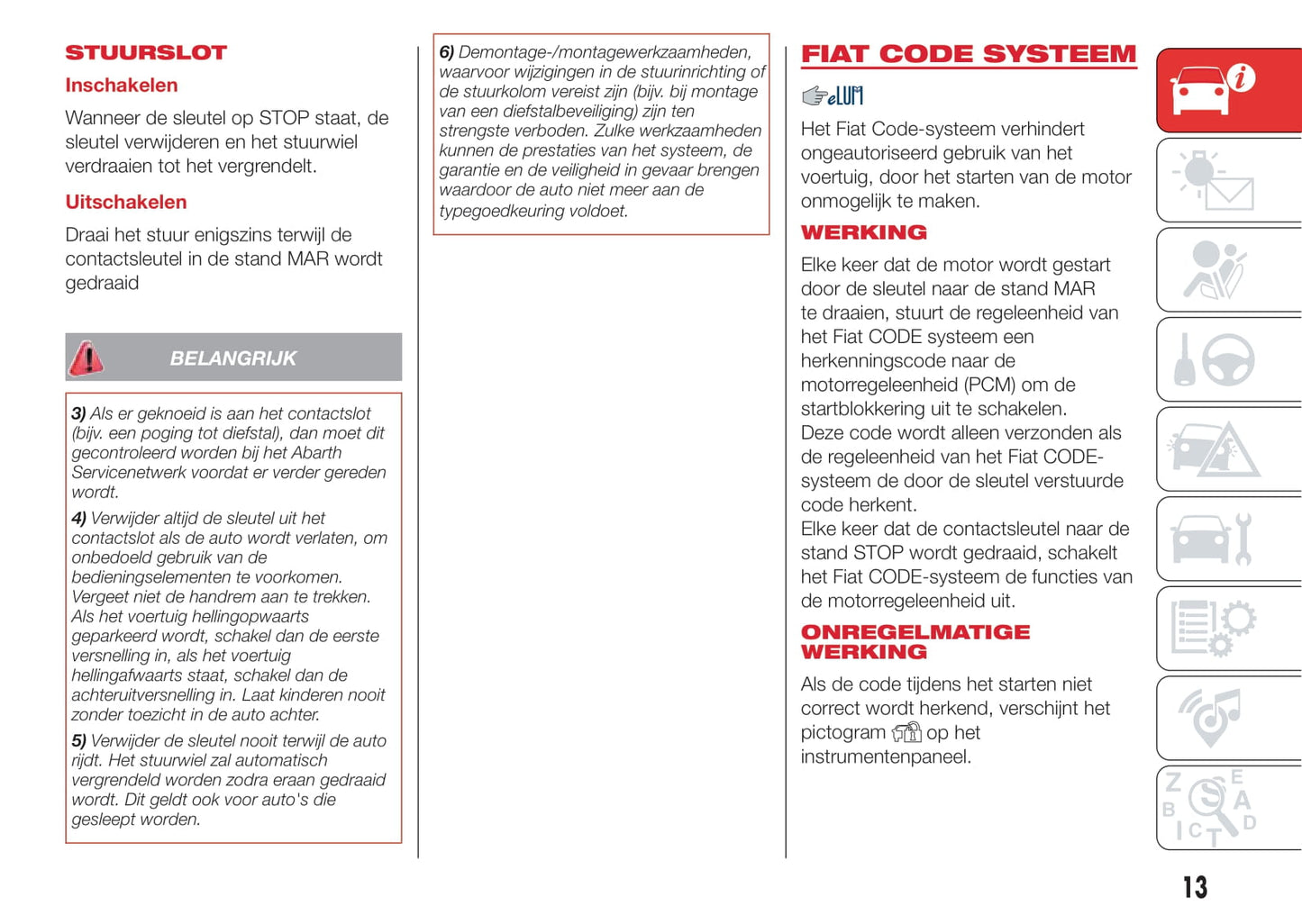 2016-2022 Abarth 595 Owner's Manual | Dutch