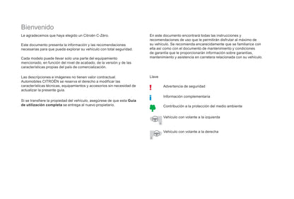 2017-2020 Citroën C-Zero Gebruikershandleiding | Spaans