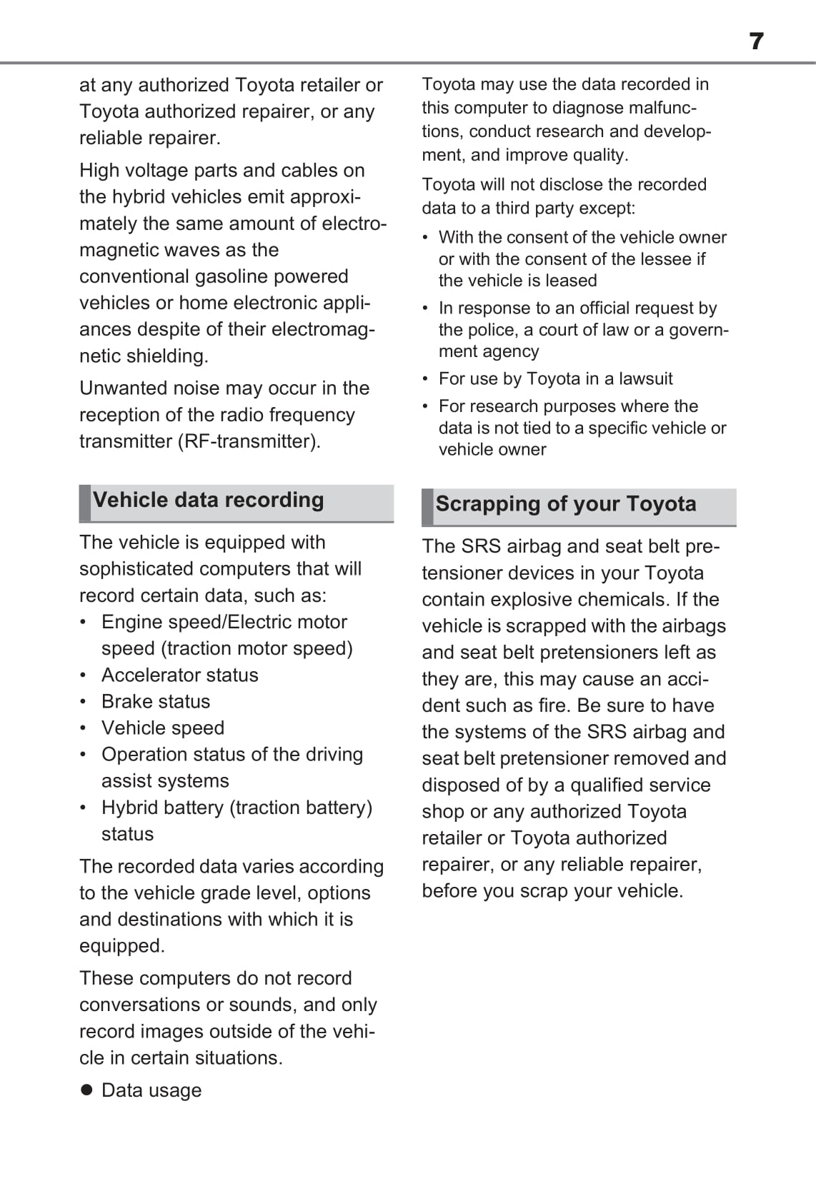 2020-2021 Toyota RAV4 Plug-in Hybrid Owner's Manual | English