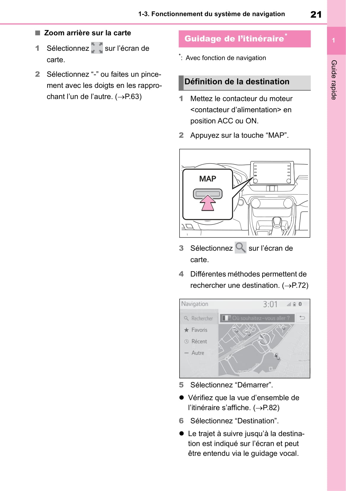 Toyota Touch Navigation Guide d'utilisation 2019