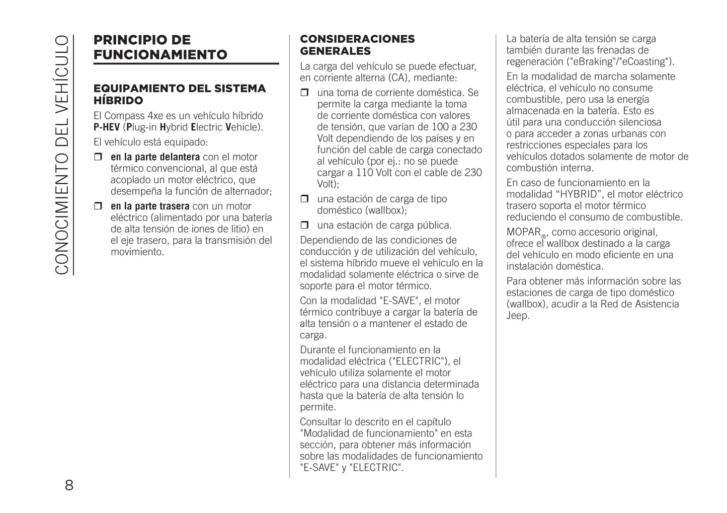 2020-2021 Jeep Compass 4xe Owner's Manual | Spanish