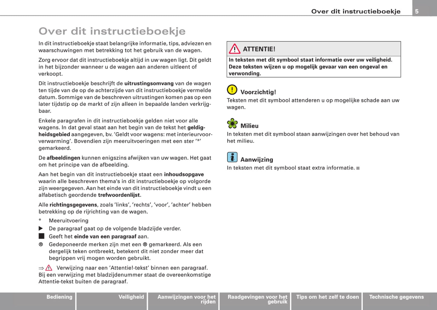 2005-2008 Audi A4 Cabriolet Owner's Manual | Dutch