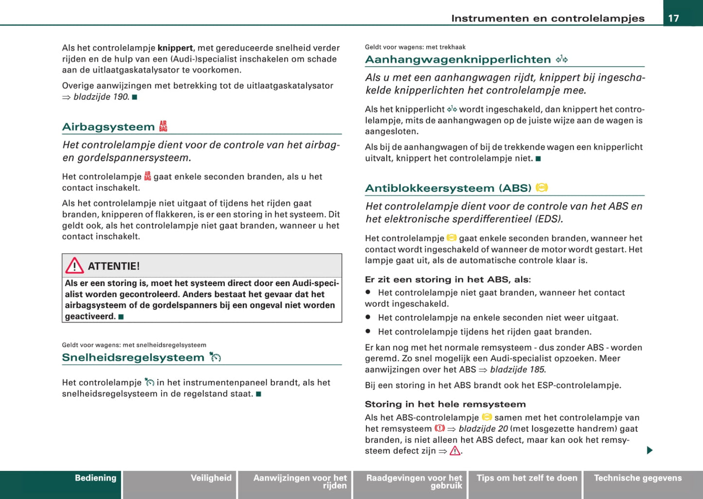 2005-2008 Audi A4 Cabriolet Owner's Manual | Dutch