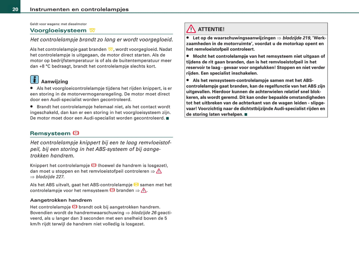 2005-2008 Audi A4 Cabriolet Owner's Manual | Dutch